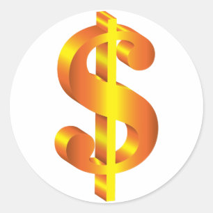 Golden Dollar Sign Ronde Sticker