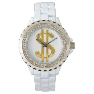 Golden Dollar Sign Woman's Watch Horloge