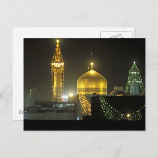 Golden dome van het imam Reza Shrine Complex op Briefkaart (Voorkant / Achterkant)
