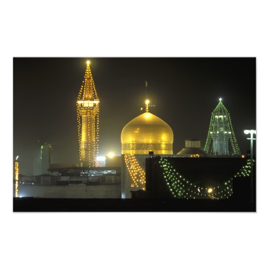 Golden dome van het imam Reza Shrine Complex op Foto Afdruk (Voorkant)