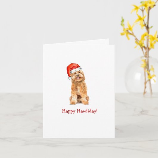 Golden doodle au chapeau de Père Noël Carte de vac (Fleur jaune)