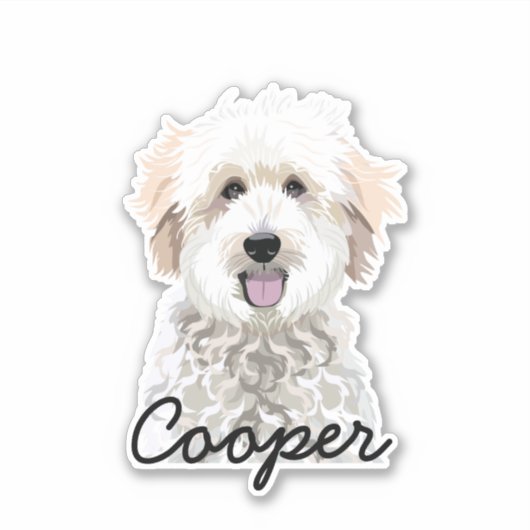 Golden Doodle Custom Dog Name Sticker (Voorkant)