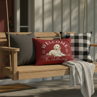 Golden Doodle Custom Familienaam Welkom Accent Kussen
