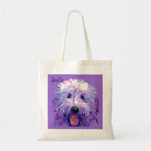 Golden Doodle Dazzling Paarse kleuren Tote Bag