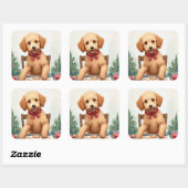 Golden Doodle Decorating Christmas Cookies Vierkante Sticker (Vel)