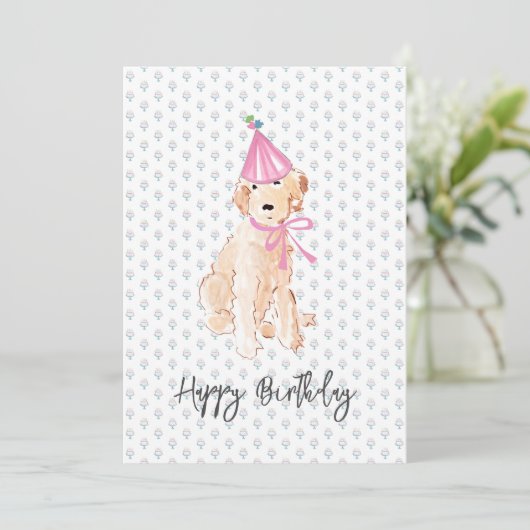 Golden Doodle Dog Art Verjaardag Pet Cake Pet Swee (Staand voorkant)