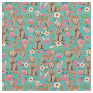 Golden Doodle florals turquoise Stof