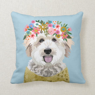 Golden Doodle Flower Crown Dog afbeelding Kussen