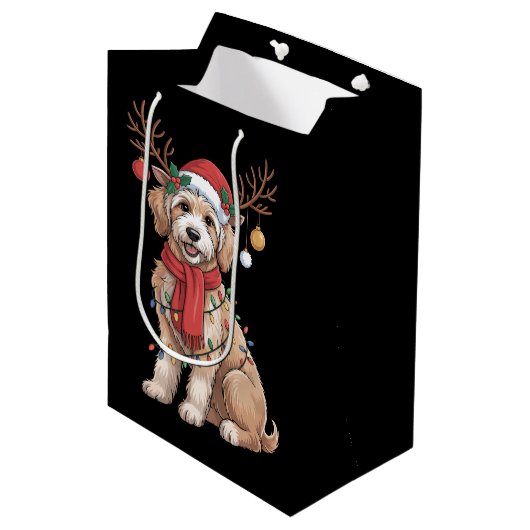 Golden Doodle Gorgeous Reindeer Christmas Tree Medium Cadeauzakje (Voorkant Gekanteld)
