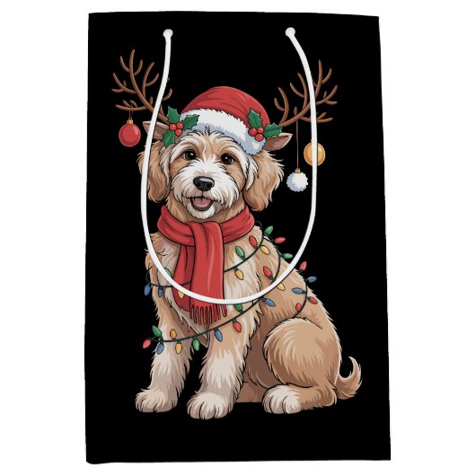 Golden Doodle Gorgeous Reindeer Christmas Tree Medium Cadeauzakje (Voorkant)