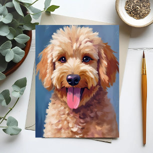 Golden Doodle Honden Aquarel Schilderij Huisdier Briefkaart