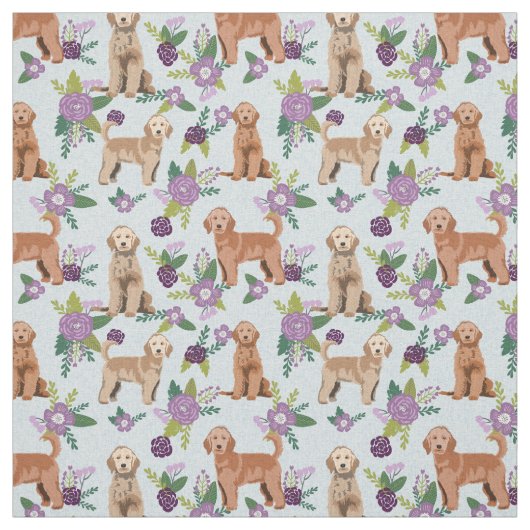 Golden Doodle paarse floralen Stof (Swatch)