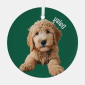 Golden Doodle Puppy Glas Ornament (Achterkant)