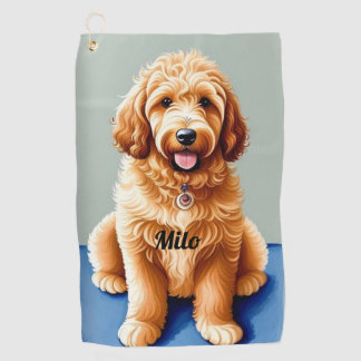 Golden Doodle Puppy Golfhanddoek