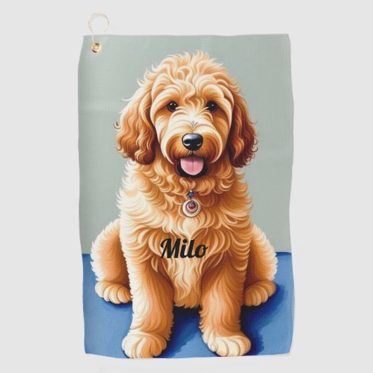 Golden Doodle Puppy Golfhanddoek (Voorkant)