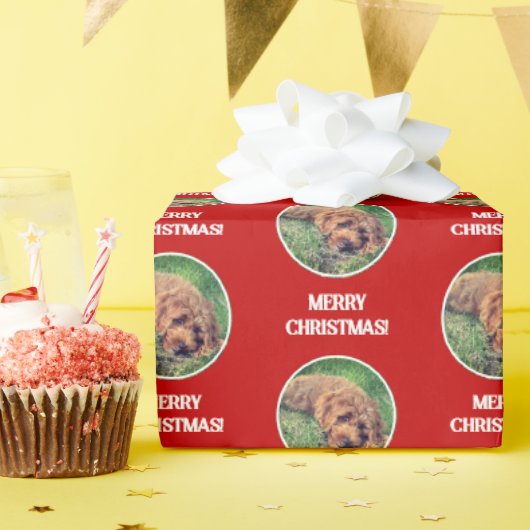 Golden Doodle Red Wrapping Paper Cadeaupapier (Verjaardagsfeest)