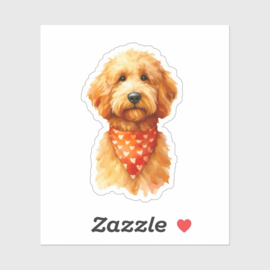 Golden Doodle Water Color Design Sticker (Vel)