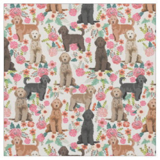 Golden Doodles florale crème Stof