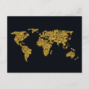 Golden Dot Wereldkaart Briefkaart