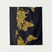 Golden Dot Wereldkaart Wandkleed (Voorkant)