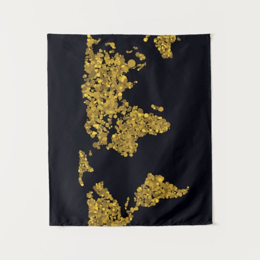 Golden Dot Wereldkaart Wandkleed (Voorkant)