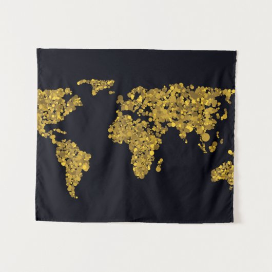 Golden Dot Wereldkaart Wandkleed (Voorkant (horizontaal))