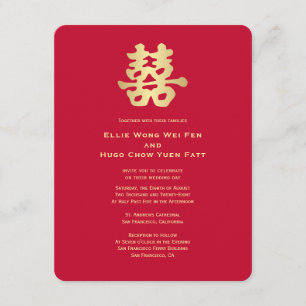 Golden Double Happiness Chinees huwelijk Kaart