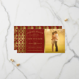 Golden Double Happiness Chinese Weddenfoto Save The Date