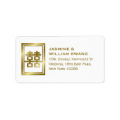 Golden Double Happiness Classic Chinese Weddenscha Etiket (Voorkant)