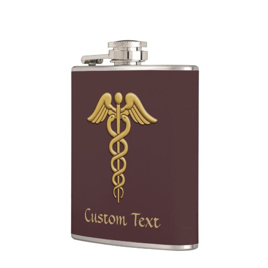 Golden Double Snake Caduceus Heupfles (Links)