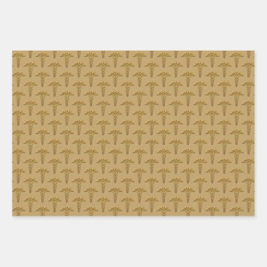 Golden Double Snake Caduceus Inpakpapier Vel (Voorkant)