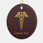 Golden Double Snake Caduceus Keramisch Ornament (Links)