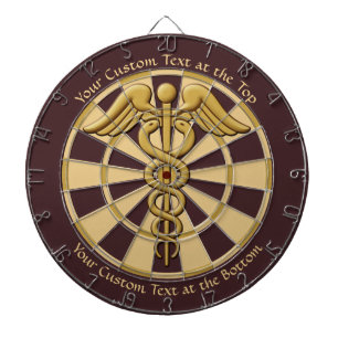 Golden Double Snake Caduceus met aangepaste tekst Dartbord