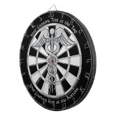 Golden Double Snake Caduceus met Custom Text Dart Dartbord (Voorkant Rechts)
