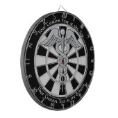 Golden Double Snake Caduceus met Custom Text Dart Dartbord (Voorkant Links)