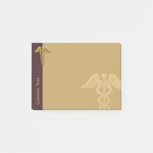 Golden Double Snake Caduceus Post-it Notes (Devant)