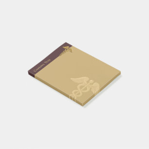 Golden Double Snake Caduceus Post-it Notes