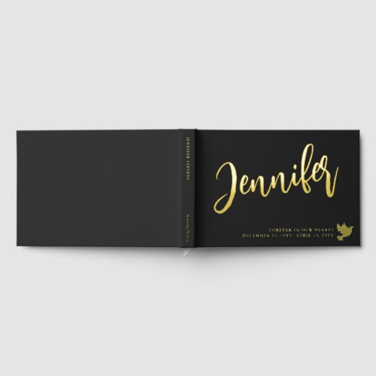 Golden Dove Naam in Script Matte Black Memorial Gastenboek (Volledig)