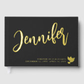 Golden Dove Name in Script Matte Black Memorial (Recto)