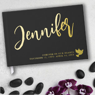 Golden Dove Name in Script Matte Black Memorial