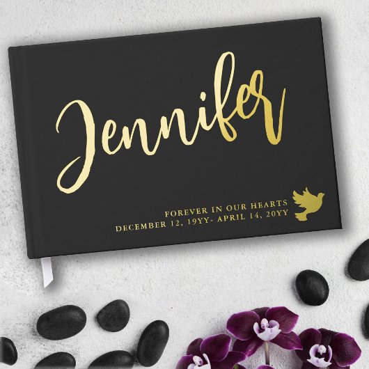 Golden Dove Name in Script Matte Black Memorial