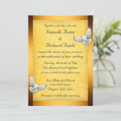 Golden Doves Wedding Invitation Kaart (Staand voorkant)