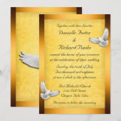 Golden Doves Wedding Invitation Kaart (Voorkant / Achterkant)