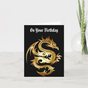 Golden Dragon Birthday Wenskaart Kaart