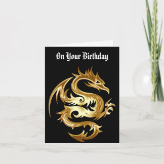 Golden Dragon Birthday Wenskaart Kaart