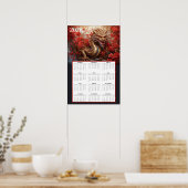 Golden Dragon Calendar 2026 – Autumn Fire Poster (Keuken)