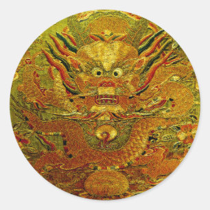 Golden dragon Chinese borduurwerk Ming dynasty Ronde Sticker