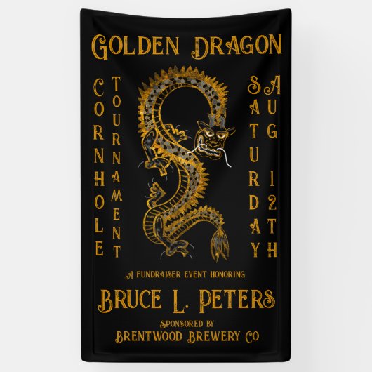 Golden Dragon Cornhole Toernooi Fundraiser Event Spandoek (Verticaal)