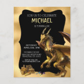 Golden Dragon Fantasy Birthday Invitation (Voorkant)