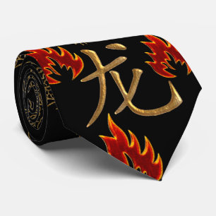 Golden Dragon Fire - Black Gold Red - één zijde Stropdas